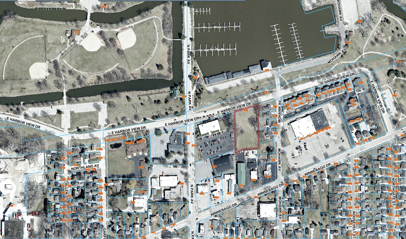 Vacant 1.23-acre development lot at 250 E Harbor View Dr, Fond du Lac